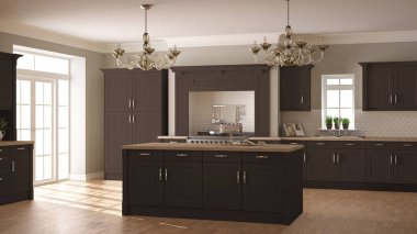 Klasik mutfak, İskandinav en az iç tasarım woode ile