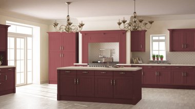 Klasik mutfak, İskandinav en az iç tasarım woode ile