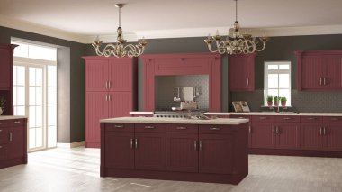 Klasik mutfak, İskandinav en az iç tasarım woode ile