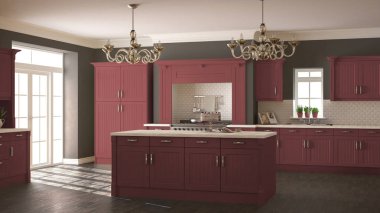 Klasik mutfak, İskandinav en az iç tasarım woode ile