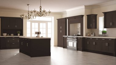 Klasik mutfak, İskandinav en az iç tasarım woode ile