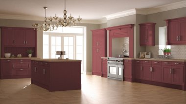 Klasik mutfak, İskandinav en az iç tasarım woode ile