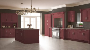 Klasik mutfak, İskandinav en az iç tasarım woode ile