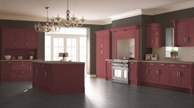 Klasik mutfak, İskandinav en az iç tasarım woode ile