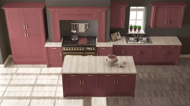 Klasik mutfak, İskandinav en az iç tasarım woode ile