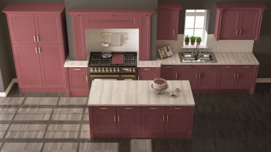 Klasik mutfak, İskandinav en az iç tasarım woode ile