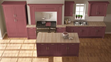 Klasik mutfak, İskandinav en az iç tasarım woode ile