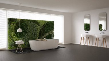 Dikey Bahçe, beyaz minimalist İskandinav banyo ben