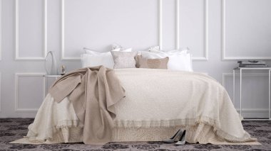 Mermer eski vintage çinileri ile klasik yatak odası