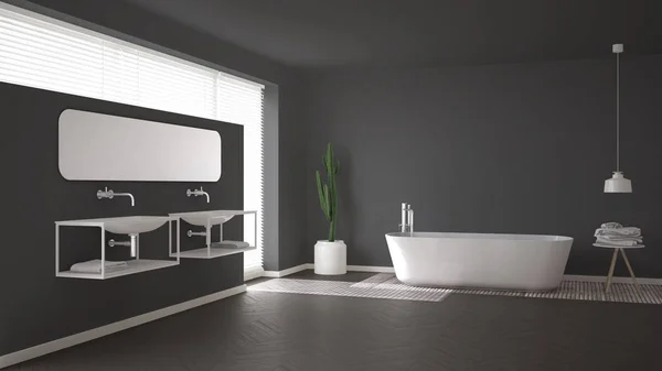 Baño escandinavo, diseño interior minimalista gris — Foto de Stock