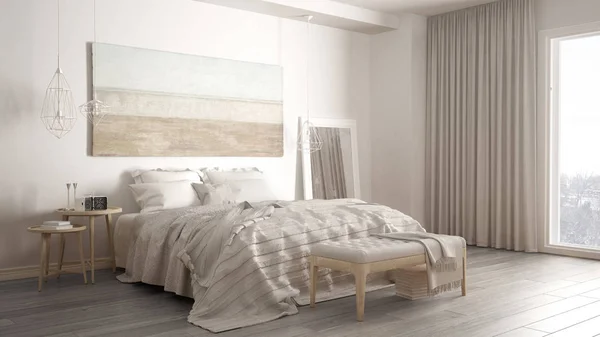 Classic bedroom, scandinavian modern style, minimalistic interio — Stock Photo, Image