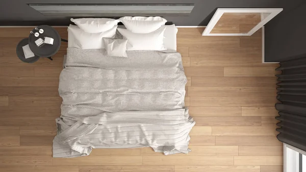 Camera da letto classica, stile scandinavo moderno, interio minimalista — Foto Stock