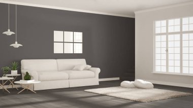 Minimalist basit temiz yaşam, beyaz ve gri, İskandinav CIA