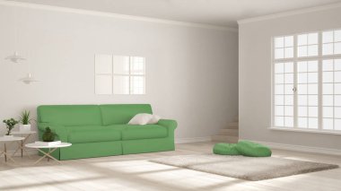 Minimalist basit temiz yaşam, beyaz ve yeşil, İskandinav cl