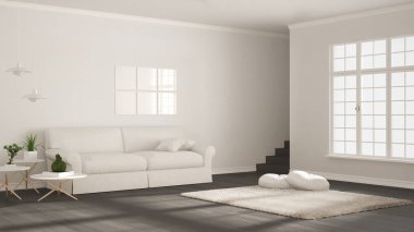 Minimalist basit temiz yaşam, beyaz ve gri, İskandinav CIA