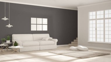 Minimalist basit temiz yaşam, beyaz ve gri, İskandinav CIA