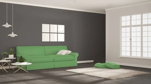 Minimalista semplice vita chiara, bianco, grigio e verde, scandinavo — Foto Stock