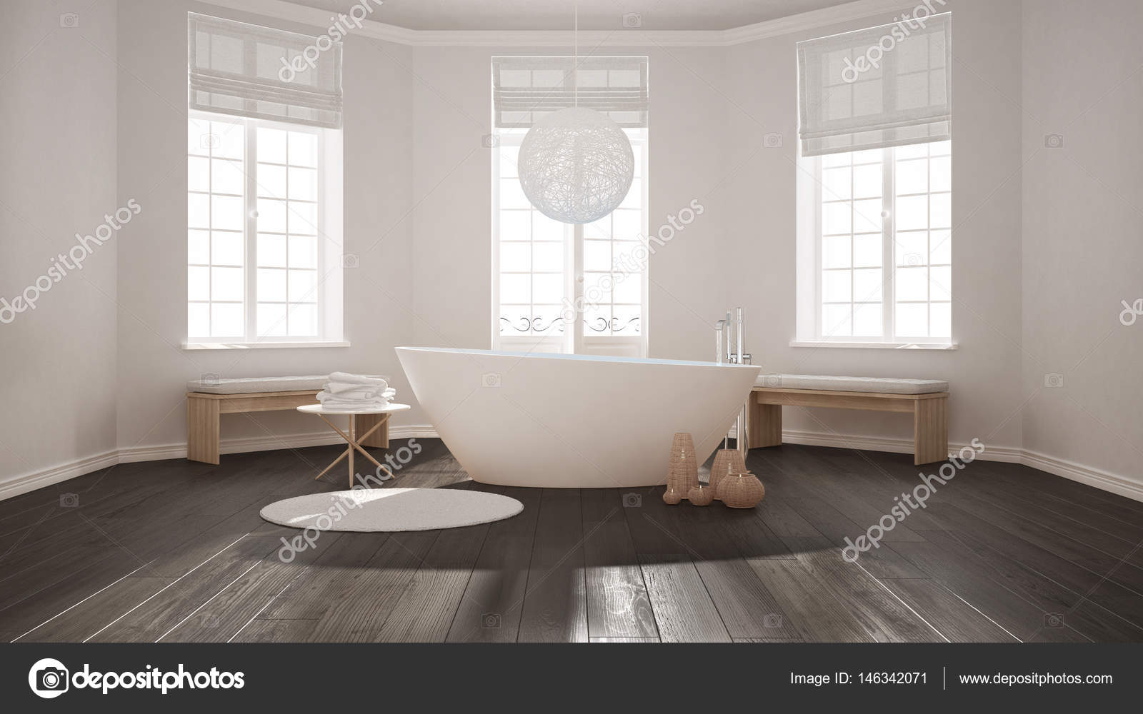 Zen-klassische Spa-Badezimmer mit Badewanne, minimalistischen ... Zen-klassische Spa-Badezimmer mit Badewanne, minimalistischen ...