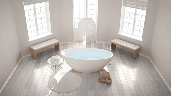 Zen clásico baño spa con bañera, minimalista escandinavo i — Foto de Stock