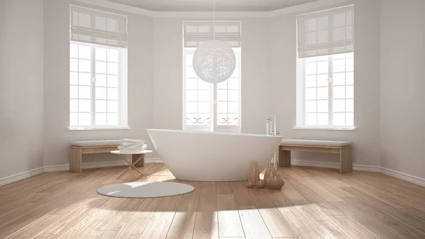 Zen classic spa bathroom with bathtub, minimalist scandinavian i