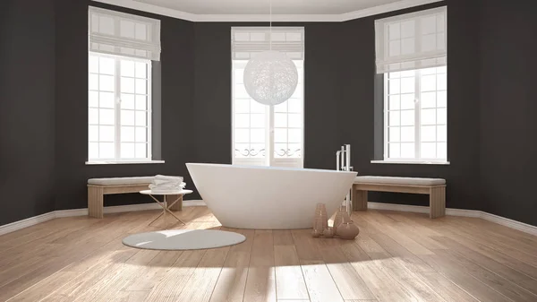 Zen classic spa bathroom with bathtub, minimalist scandinavian i