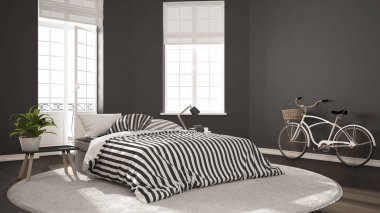 Minimalist İskandinav modern yatak odası klasik nordic iç 