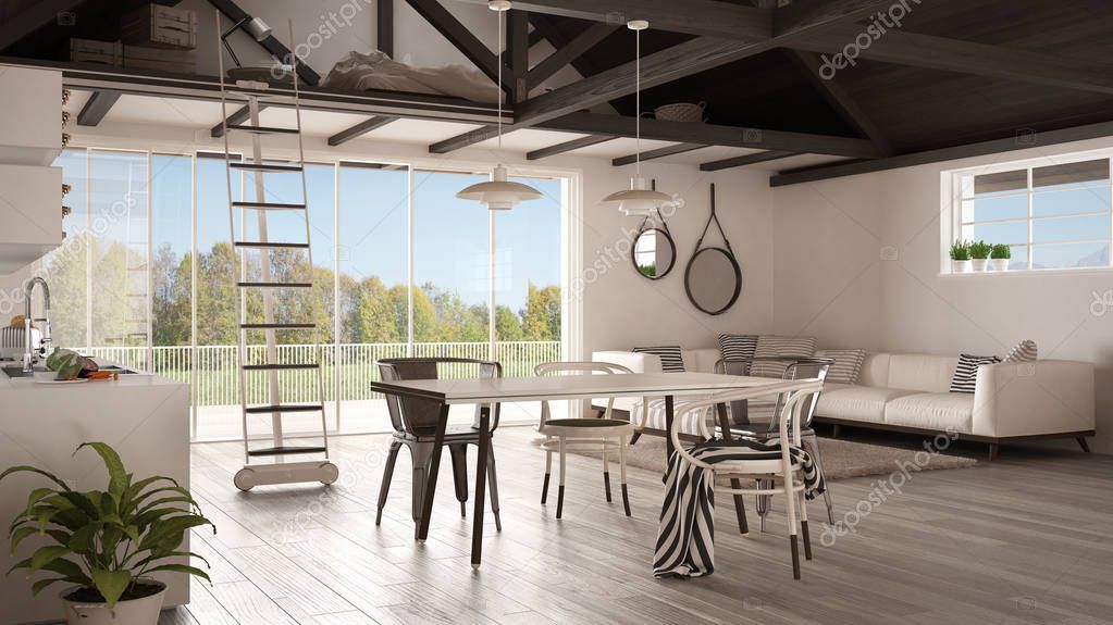 Fotos: loft con entrepiso | Loft minimalista entrepiso, cocina, salón y