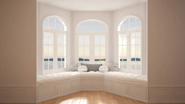 Big window with sea panorama, minimalist empty space, background — Stock Photo, Image