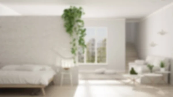 Rozostření pozadí interiérového designu, skandinávské bílé minimalistické l — Stock fotografie