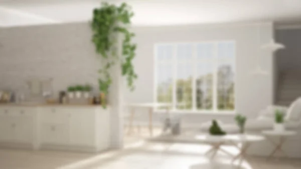 Verwischen Hintergrund Innenarchitektur, skandinavischen weißen minimalistischen l — Stockfoto
