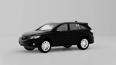 Beyaz arka plan üzerinde Önden Görünüm izole genel siyah Suv araba