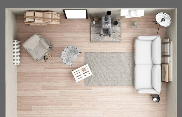 Eski demir modern iç de soba, Vintage loft oturma odası