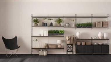 Ahşap kitaplık, diy dikey dikey ga ile eko beyaz iç tasarım