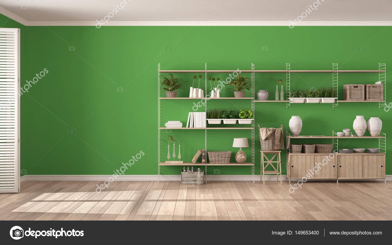 Eco verde e bianco arredamento con libreria in legno, fai da te v ... Scaffalatura legno fai da te