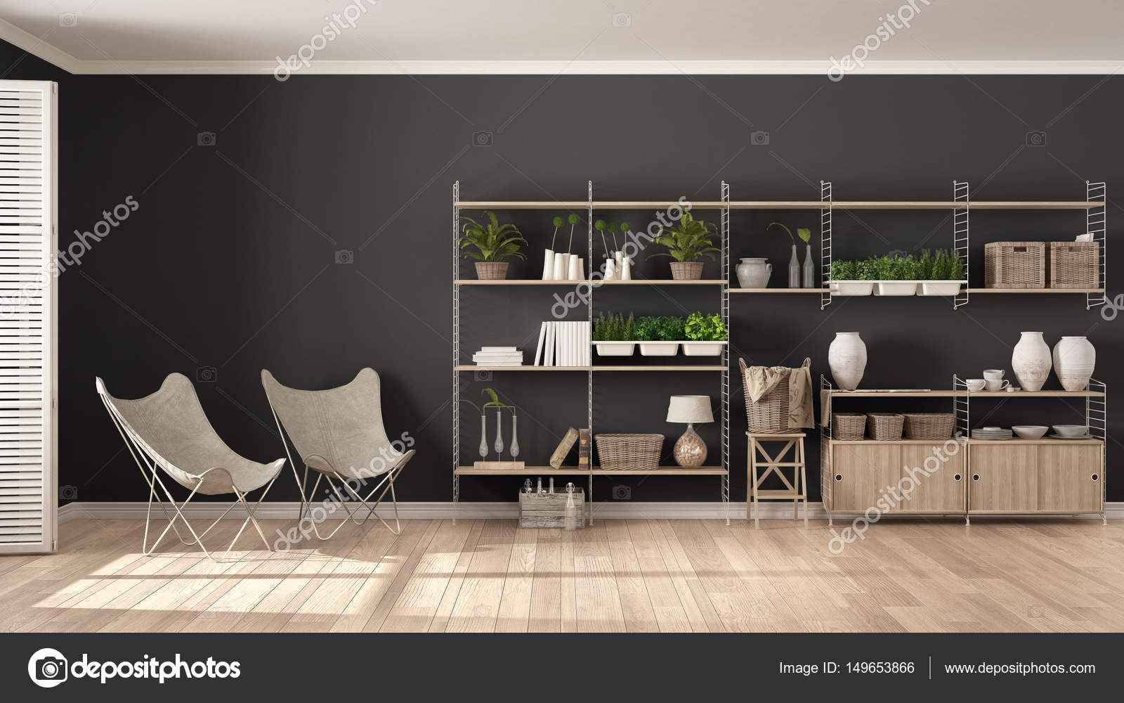 Eco witte en grijze interieur met houten boekenkast, diy ve ... Eco witte en grijze interieur met houten boekenkast, diy ve ...