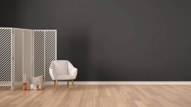 İskandinav minimalist gri arka koltuk, ekran, c