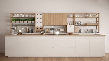 Minimalist Beyaz ahşap mutfak aletleri yakın çekim, SCANDI ile