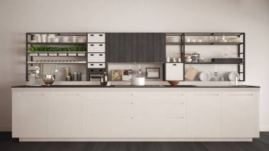 Minimalist Beyaz ahşap mutfak aletleri yakın çekim, SCANDI ile