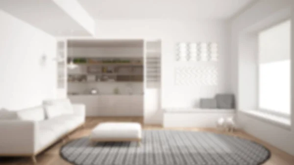 Rozmycie tła wnętrz, minimalistyczny salon z sof — Zdjęcie stockowe