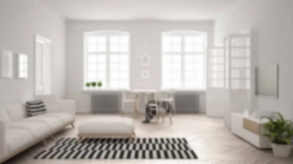 Sfocatura di sfondo interior design, luminoso soggiorno minimalista w — Foto Stock