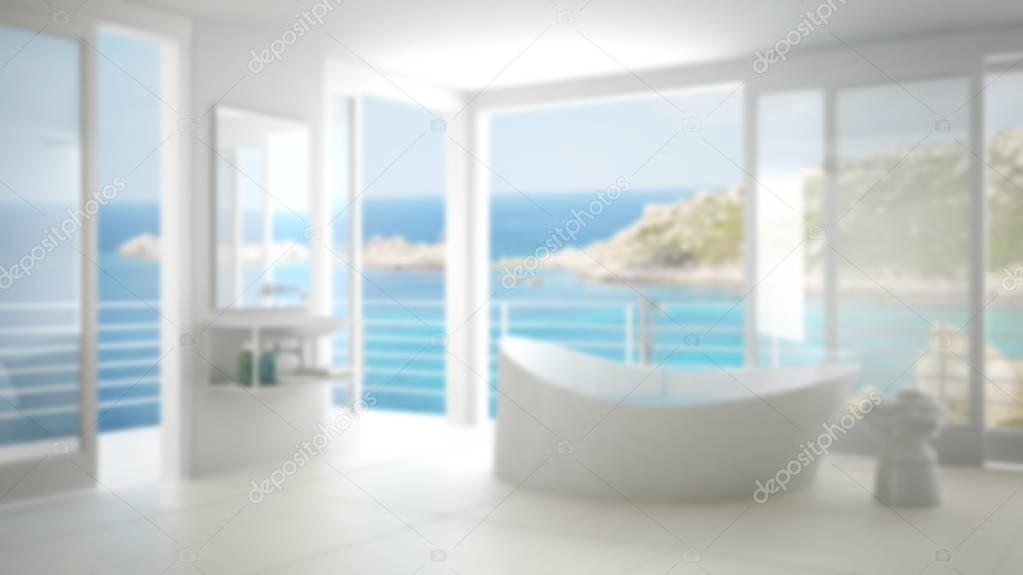 Blur background interior design, minimalist bathroom with big wi