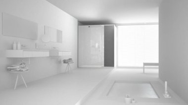 Toplam beyaz proje minimalist banyo küvet ve pan ile