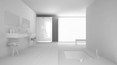 Toplam beyaz proje minimalist banyo küvet ve pan ile