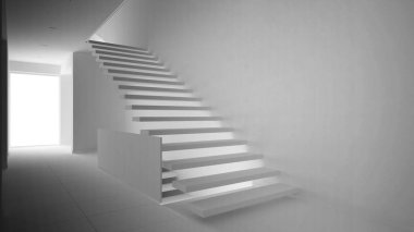 Modern giriş salonu ahşap staircas ile toplam beyaz proje