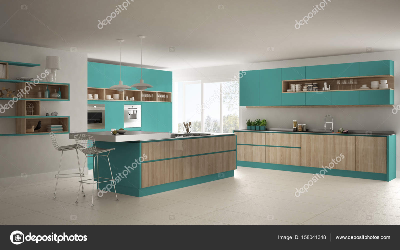 Moderna Cozinha Branca Com Detalhes Em Madeira E Turquesas Toscana Moderna Cozinha Branca Com Detalhes Em Madeira E Turquesas Toscana