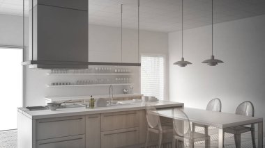 Tablo, minimalist modern mutfak, tamamlanmamış proje ch