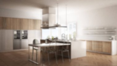 Arka plan iç tasarımı, minimalist modern mutfak zekâ bulanıklık