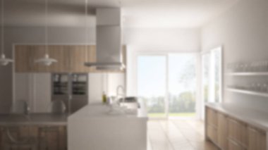 Arka plan iç tasarımı, minimalist modern mutfak zekâ bulanıklık