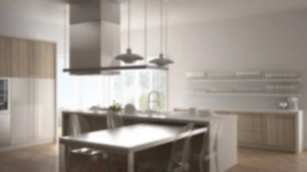 Blur fundo design de interiores, minimalista moderna cozinha sagacidade — Fotografia de Stock