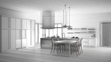 Tablo, minimalist modern mutfak, tamamlanmamış proje ch